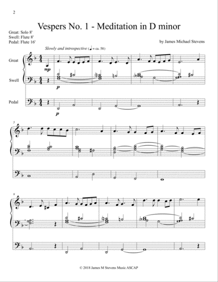 Vespers Nos. 1-4 - Organ Book Vespers Nos. 1-4 - Organ Book Organ Solo scores gallery preview page 2