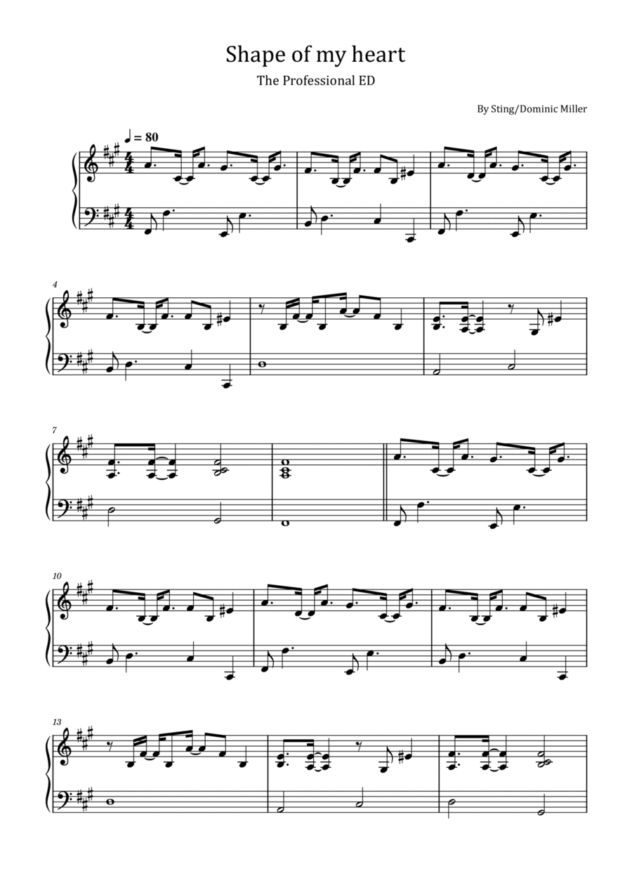 Shape Of My Heart Easy Piano scores gallery preview page 1