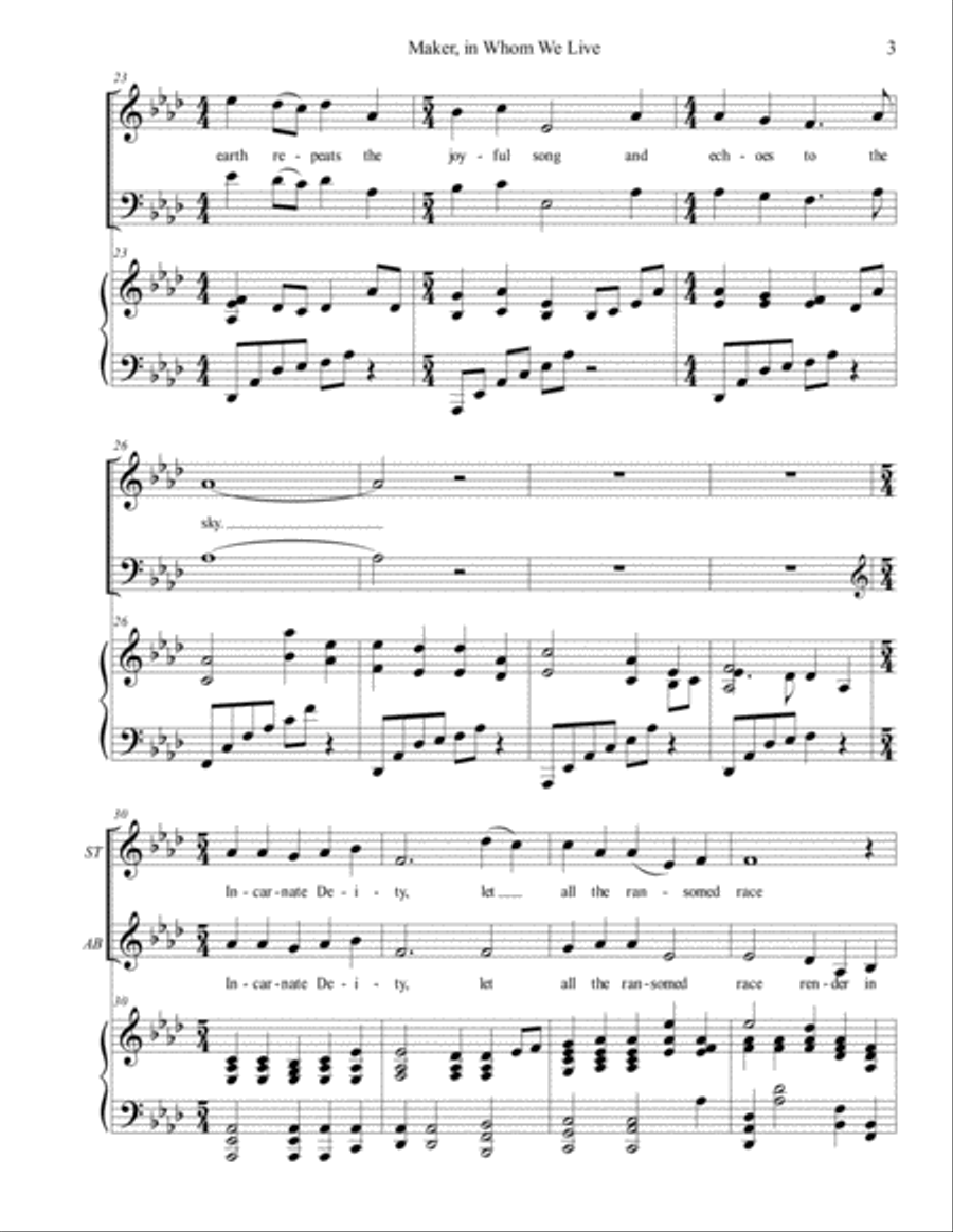 Maker in Whom We Live (SATB/piano) - Brenda Portman 4-Part scores gallery preview page 3