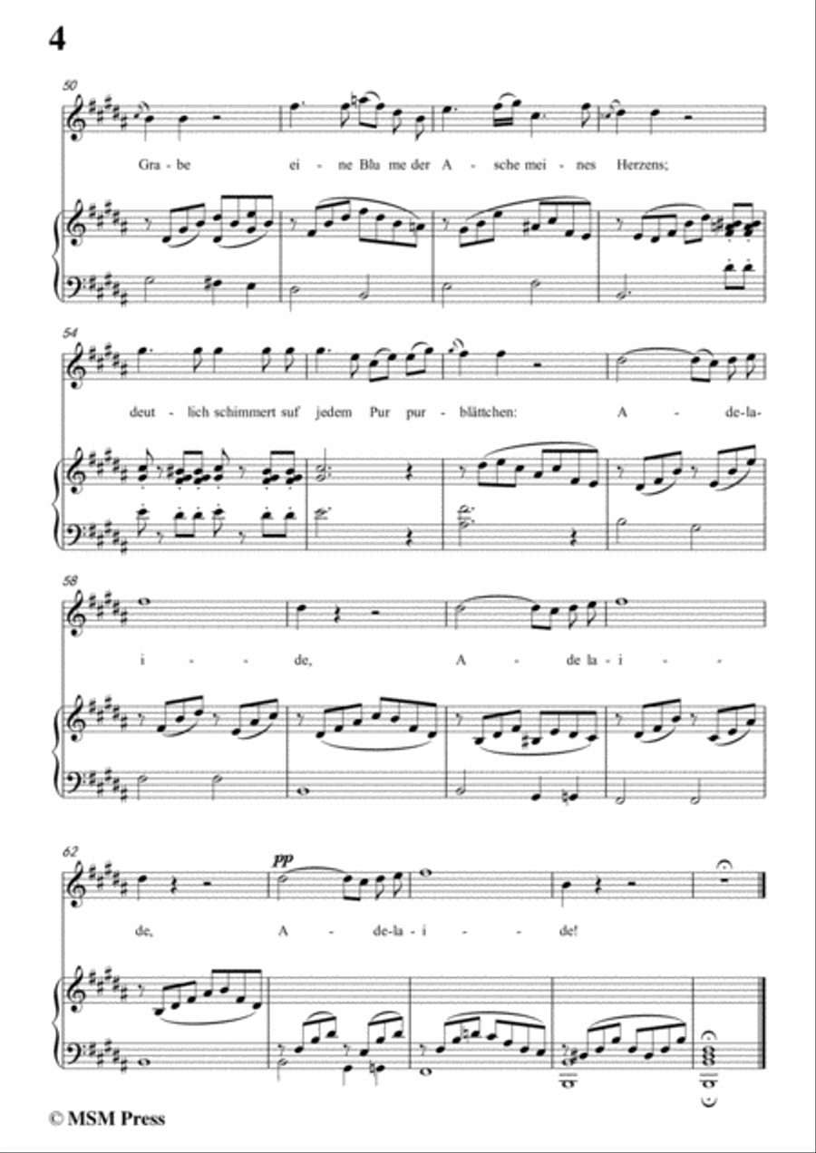 Schubert-Adelaide,in B Major,for Voice and Piano Voice Solo scores gallery preview page 6