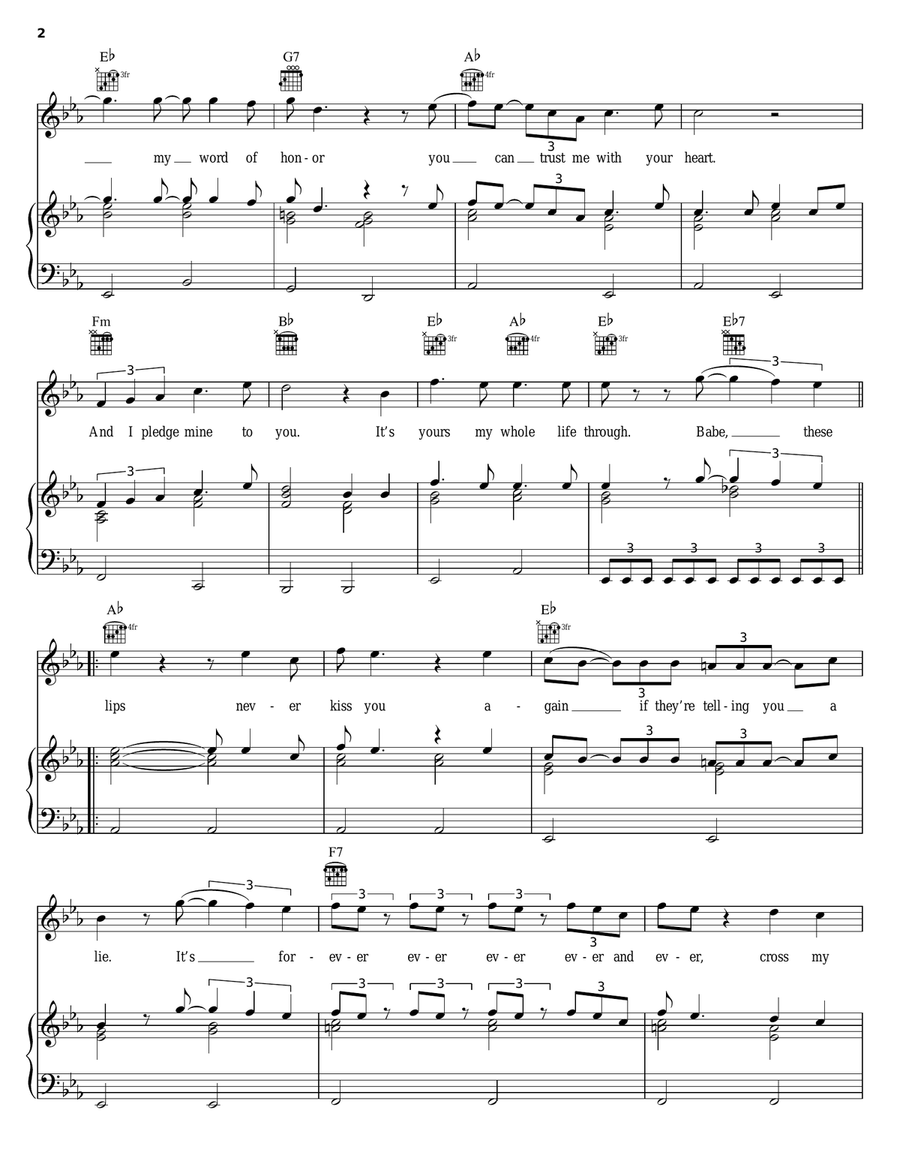 On My Word Of Honor Piano, Vocal, Guitar scores gallery preview page 2