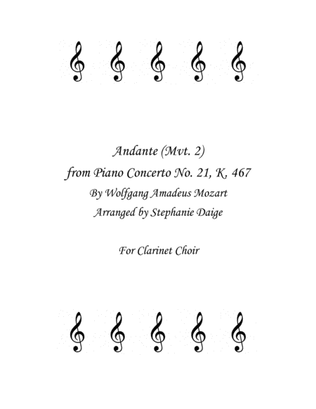 Mozart Andante from Piano Concerto No 21 for Clarinet Choir