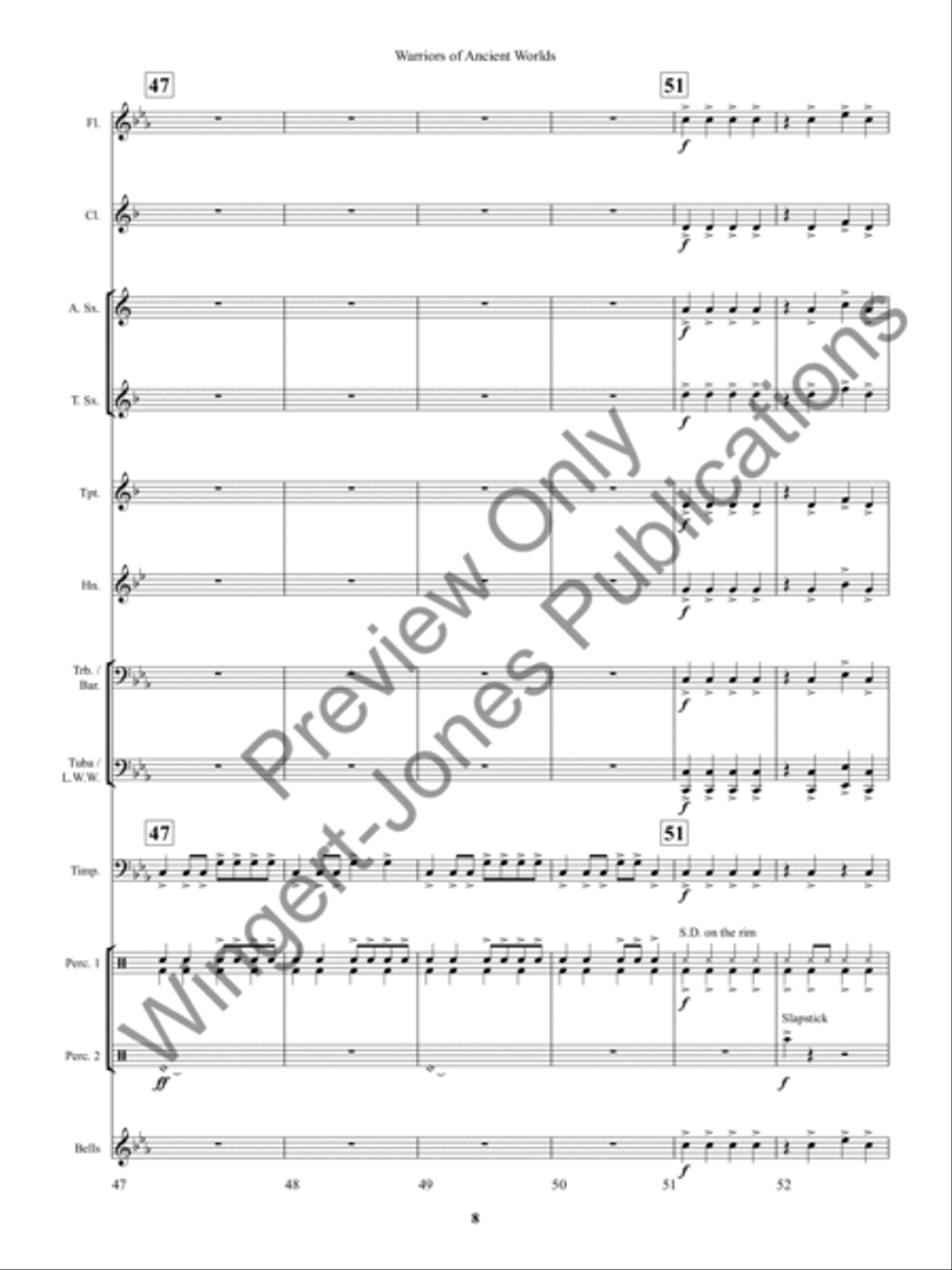 Warriors of Ancient Worlds Concert Band scores gallery preview page 11