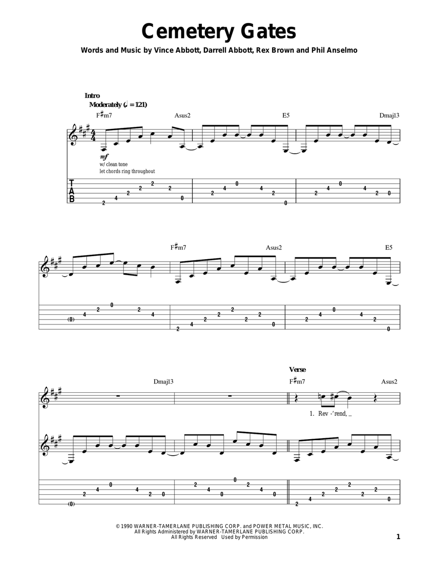 Cemetery Gates Acoustic Guitar scores gallery preview page 1