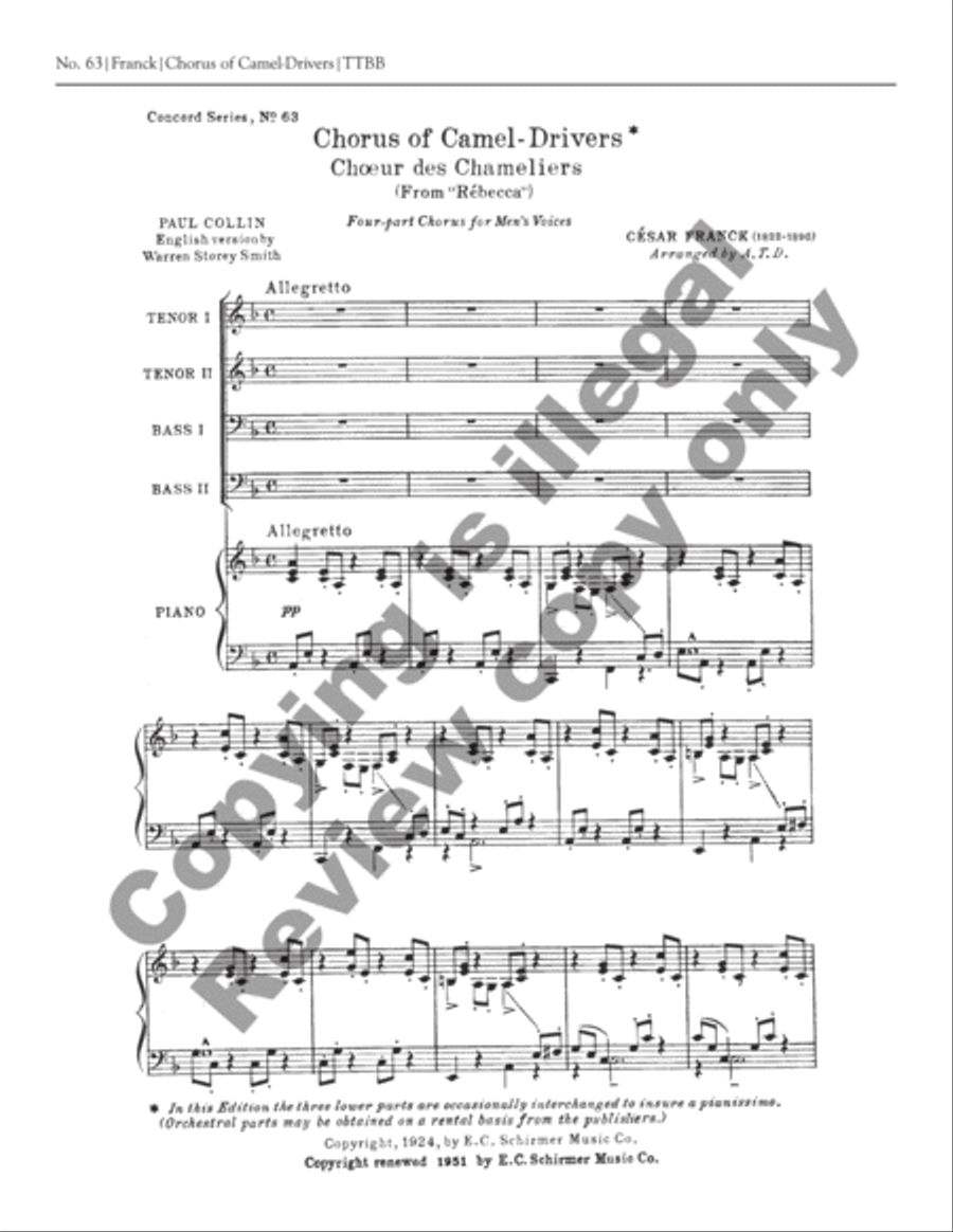Rebecca: Chorus of Camel Drivers (Choeur des Chameliers) TTBB scores gallery preview page 3