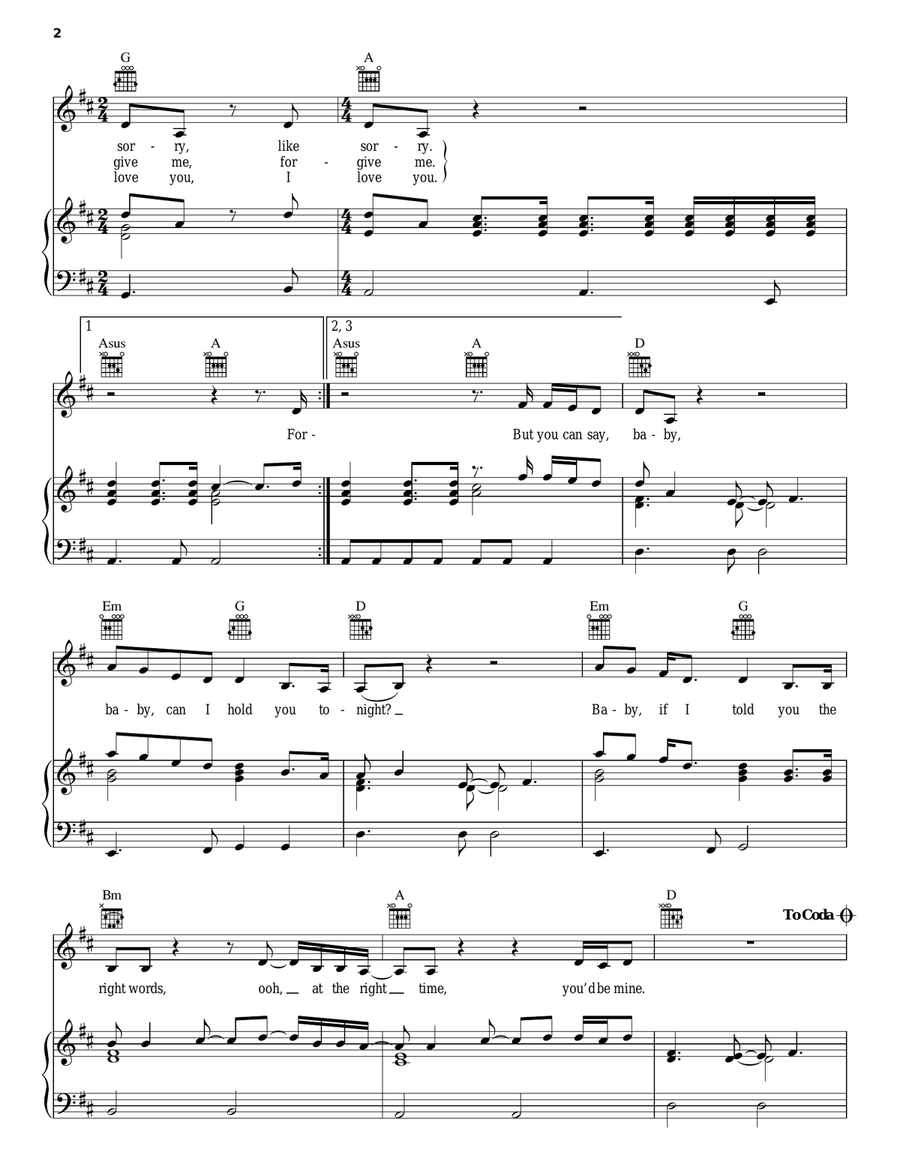 Baby Can I Hold You Baby Can I Hold You Piano, Vocal, Guitar scores gallery preview page 2