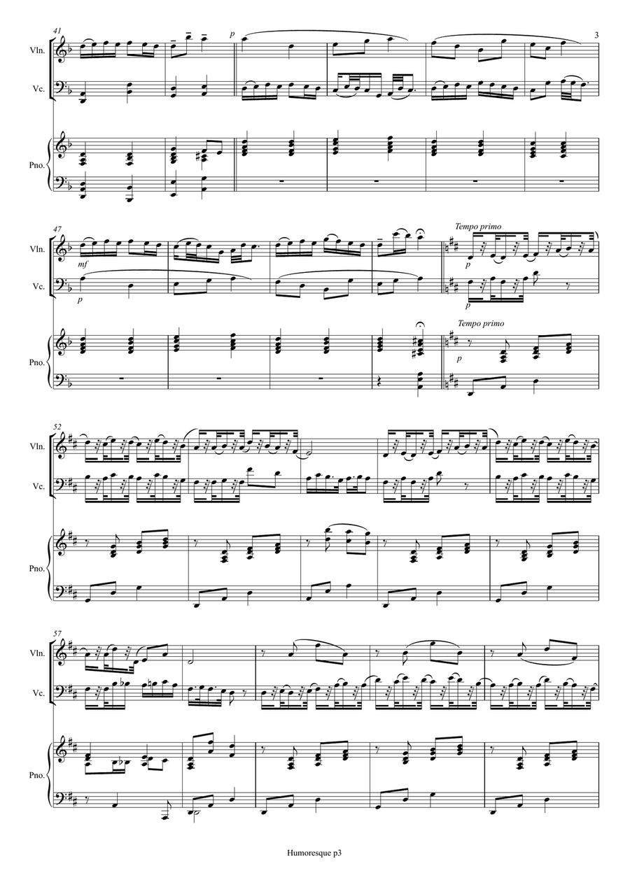 Humoresque - for violin, cello and piano Piano Trio scores gallery preview page 3