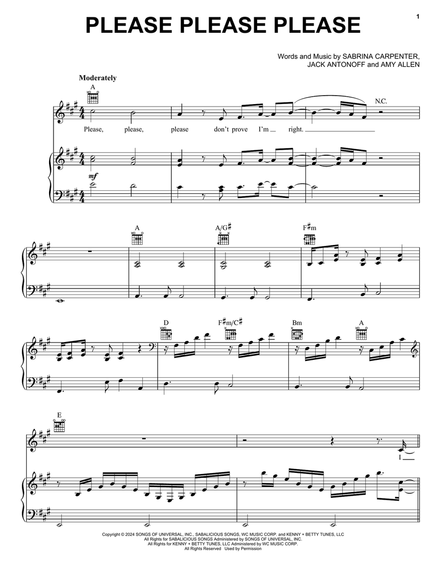 Please Please Please Piano, Vocal, Guitar scores gallery preview page 1
