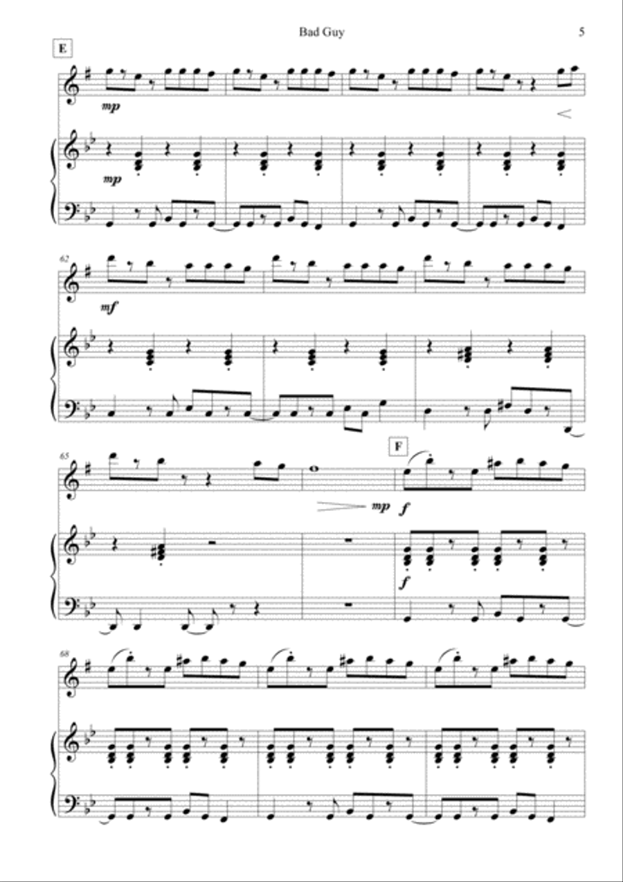 Bad Guy Small Ensemble scores gallery preview page 5