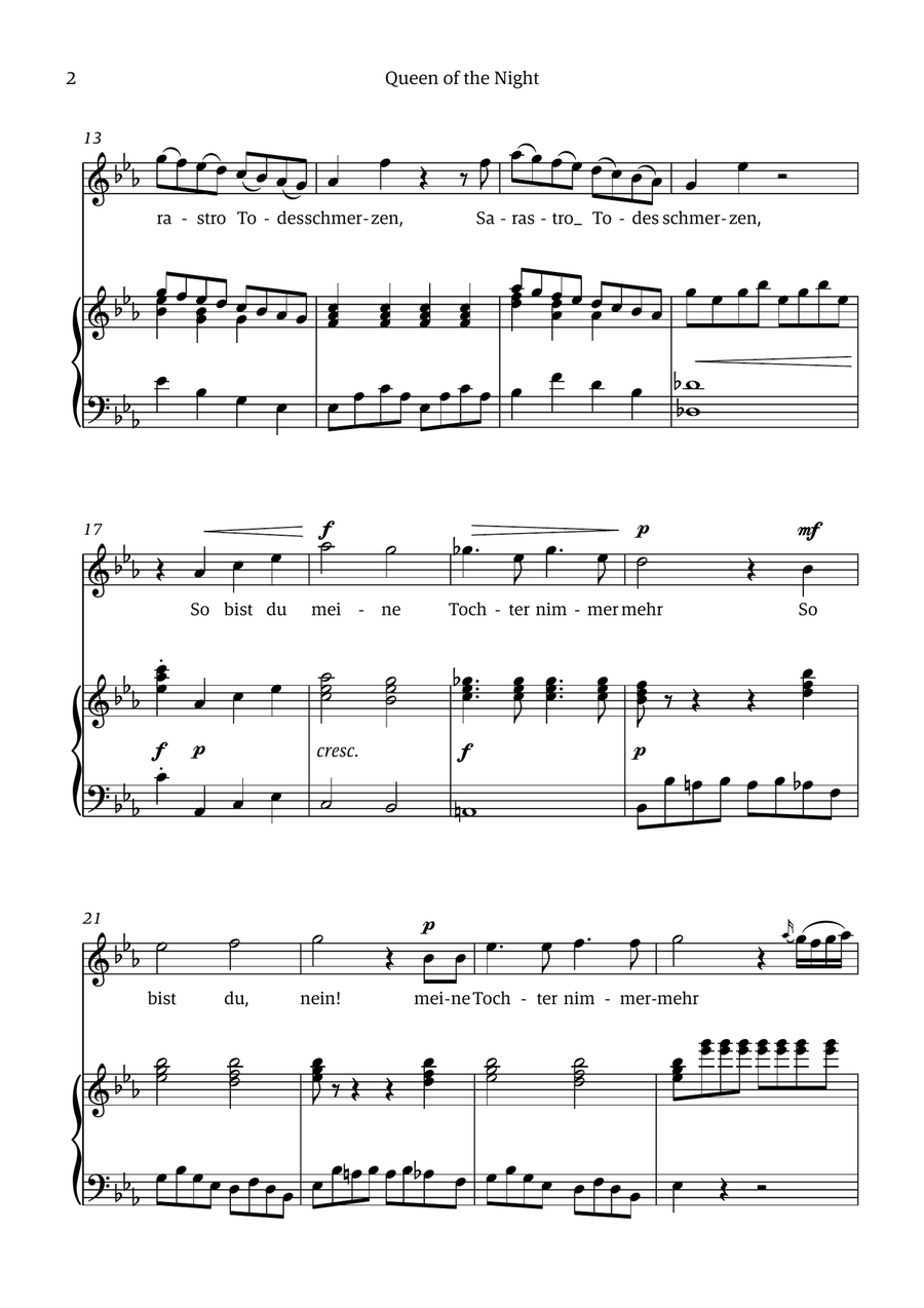 Queen of the Night (aria) - for SOPRANO in C minor Chamber Music scores gallery preview page 2