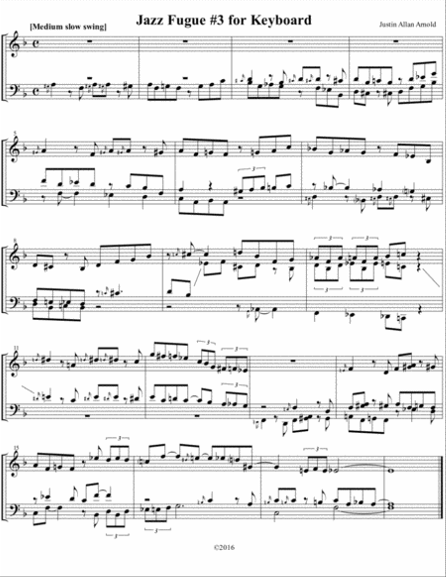 Jazz Fugue #3 for Keyboard Piano Solo scores gallery preview page 1