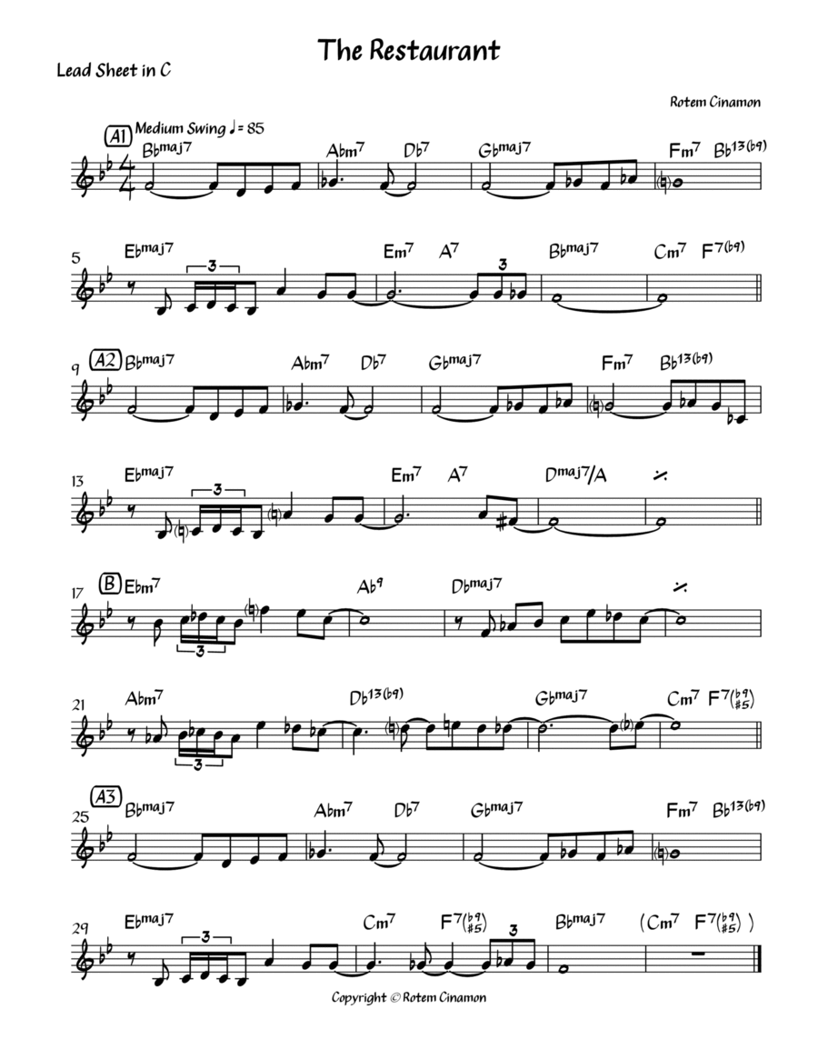 The Restaurant Jazz Ensemble scores gallery preview page 1