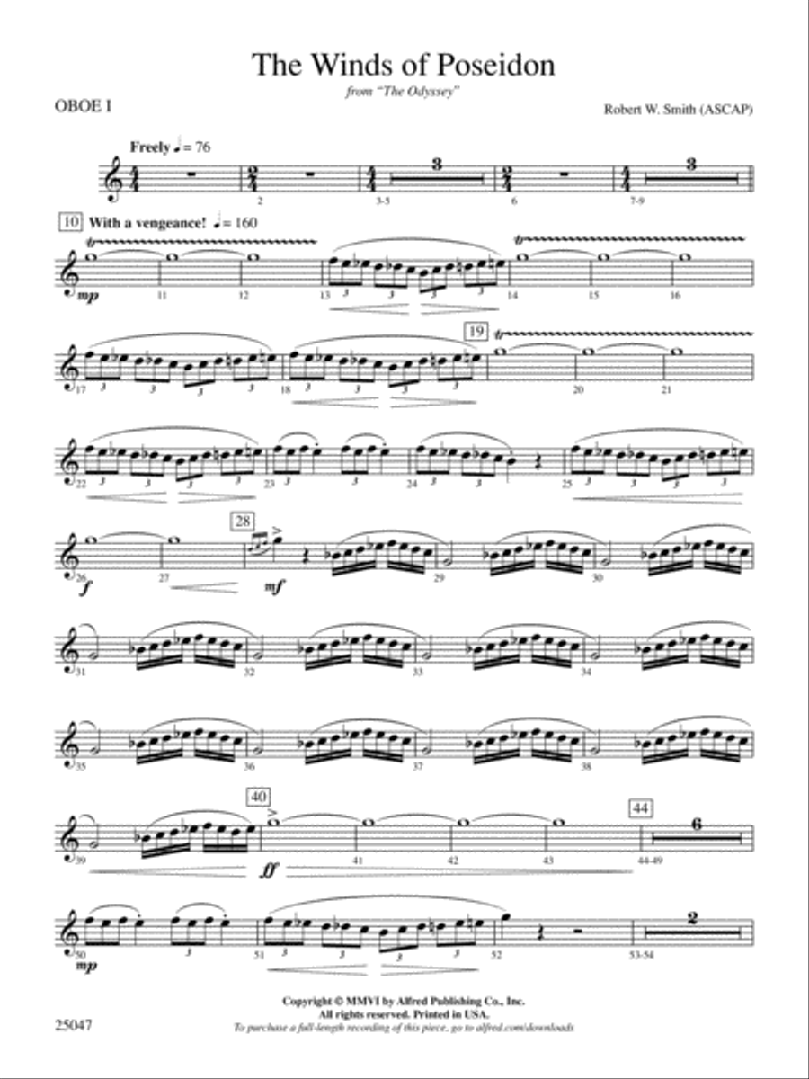 The Winds of Poseidon: Oboe Full Orchestra scores gallery preview page 1