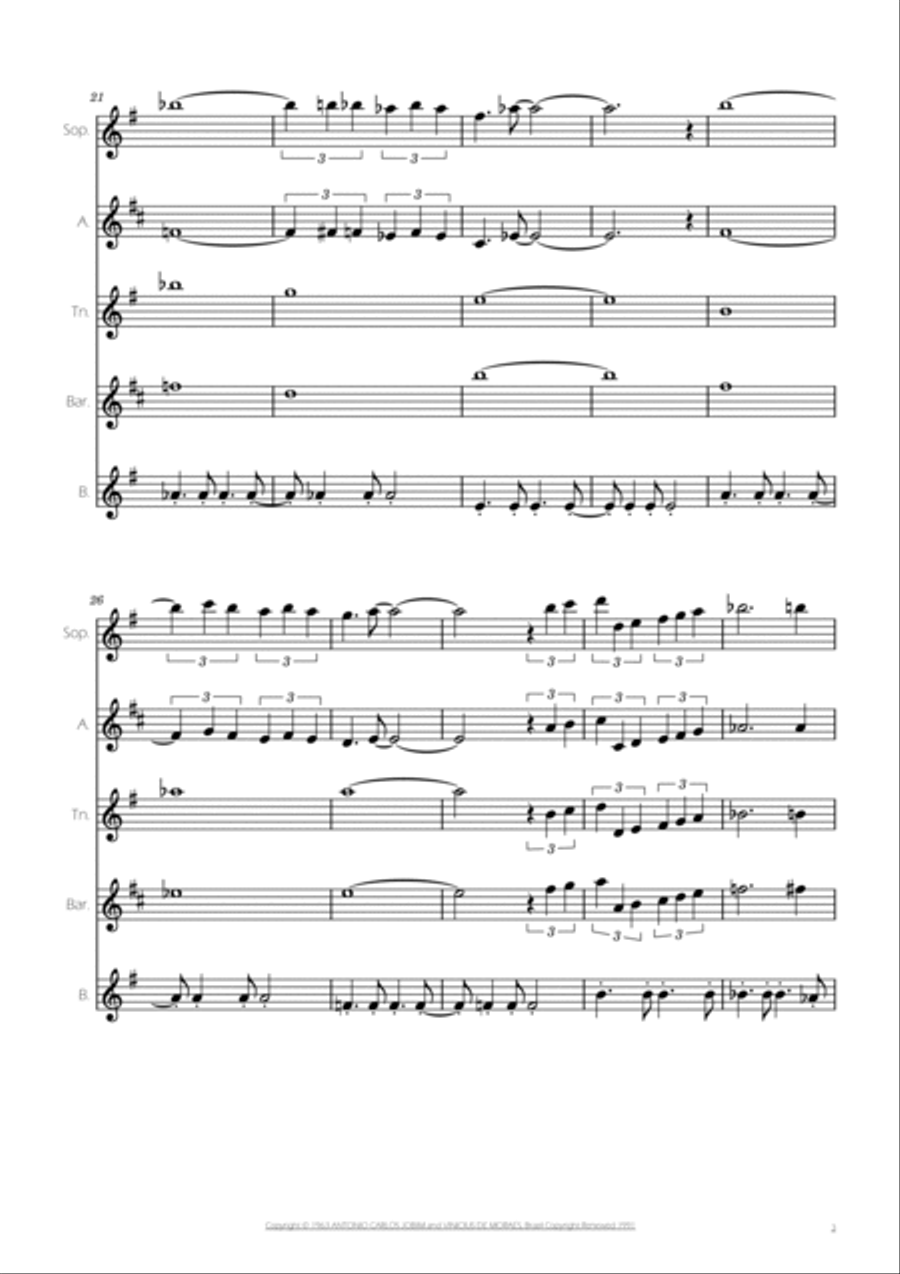 The Girl From Ipanema (garôta De Ipanema) Saxophone Quintet scores gallery preview page 3
