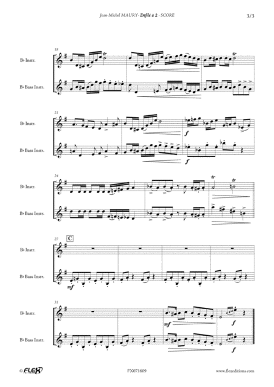 Defile a 2 Defile a 2 Bass Clarinet scores gallery preview page 3