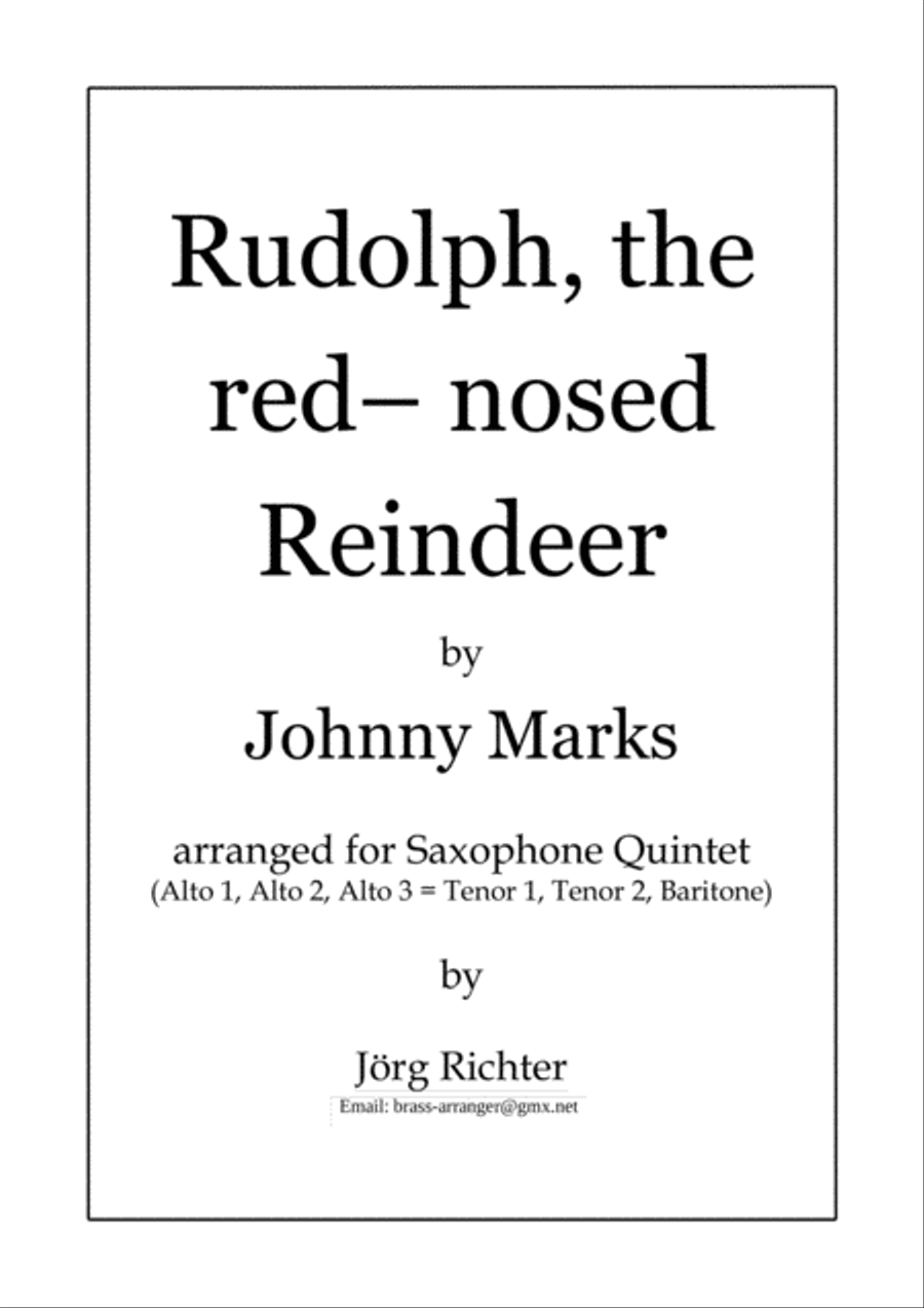 Rudolph The Red-nosed Reindeer Saxophone Quintet scores gallery preview page 1