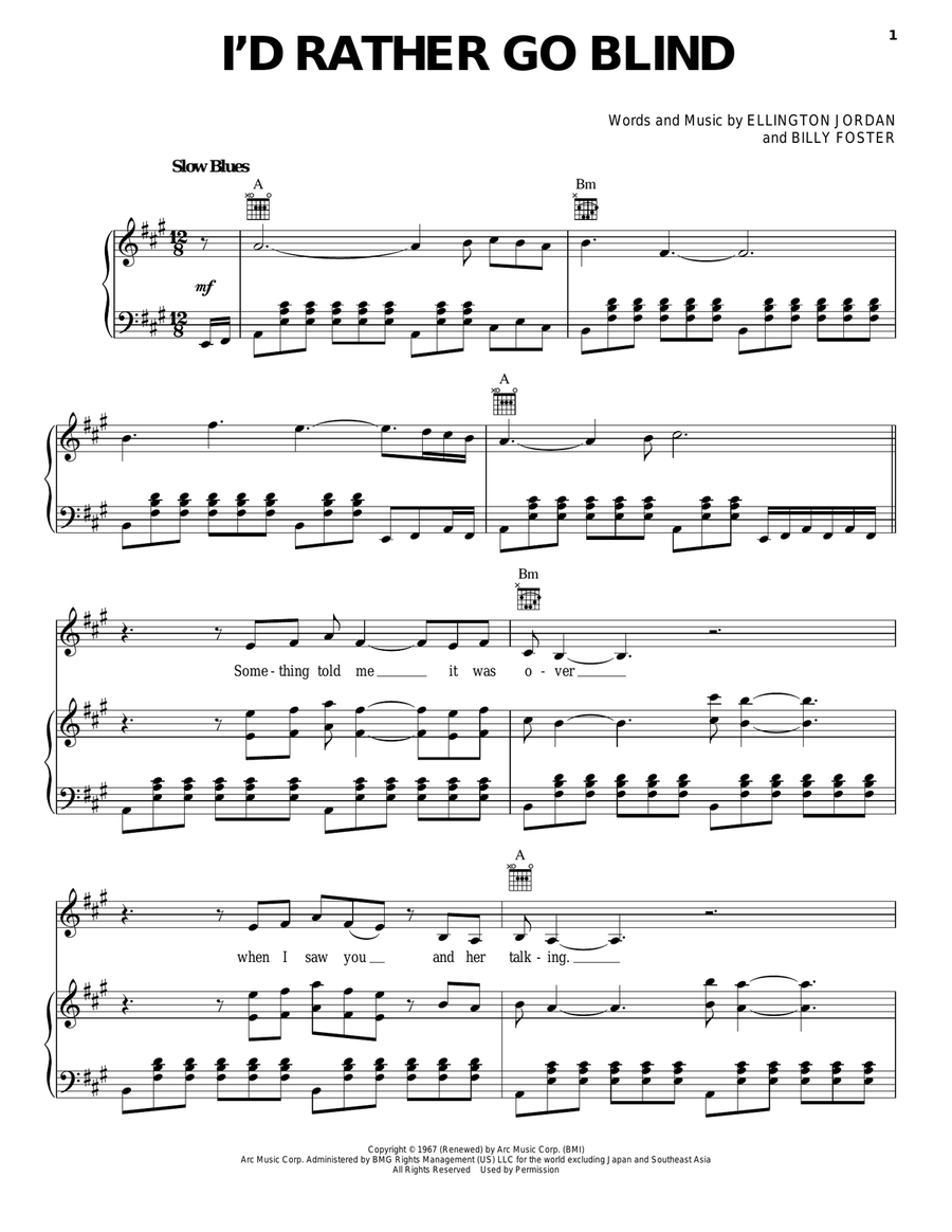 I'd Rather Go Blind Piano, Vocal, Guitar scores gallery preview page 1