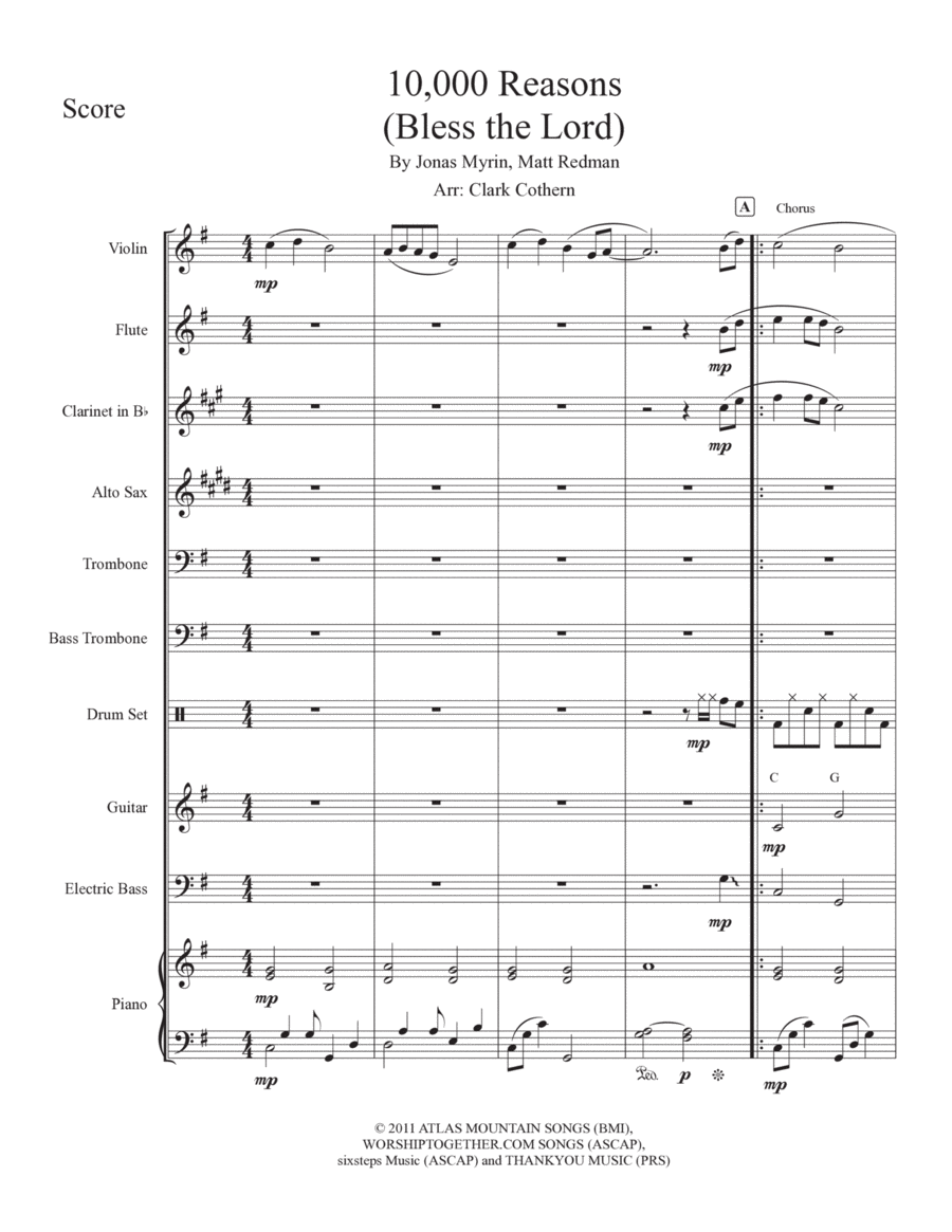 10,000 Reasons (bless The Lord) Chamber Orchestra scores gallery preview page 1