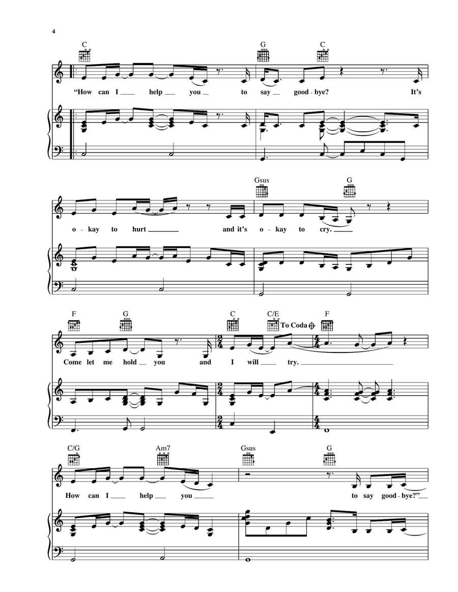 How Can I Help You Say Goodbye Piano, Vocal, Guitar scores gallery preview page 3