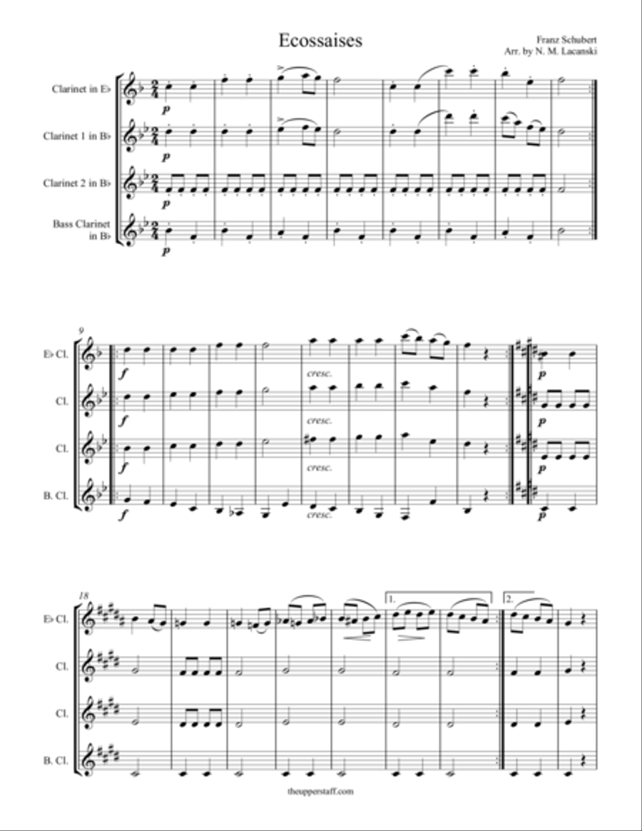Ecossaises Woodwind Quartet scores gallery preview page 1