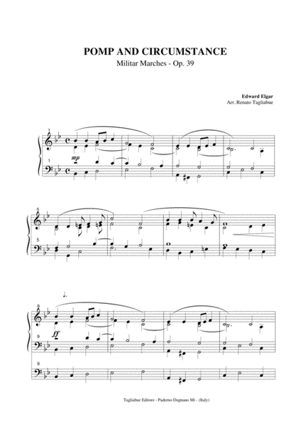 POMP AND CIRCUMSTANCE - Militar Marches - Op. 39 - Arr. for Organ 3 staff image number null