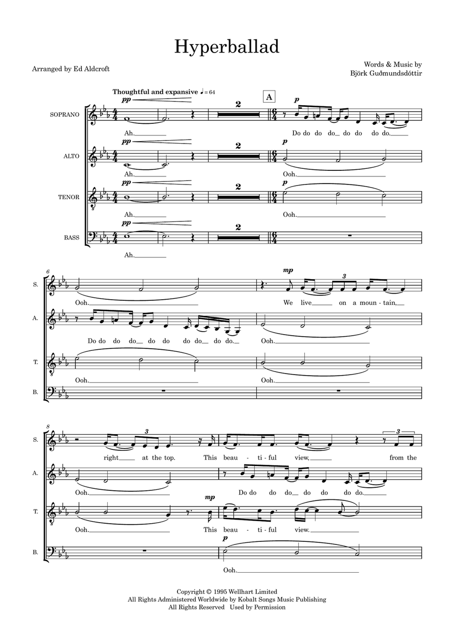Hyperballad (arr. Ed Aldcroft) 4-Part scores gallery preview page 1