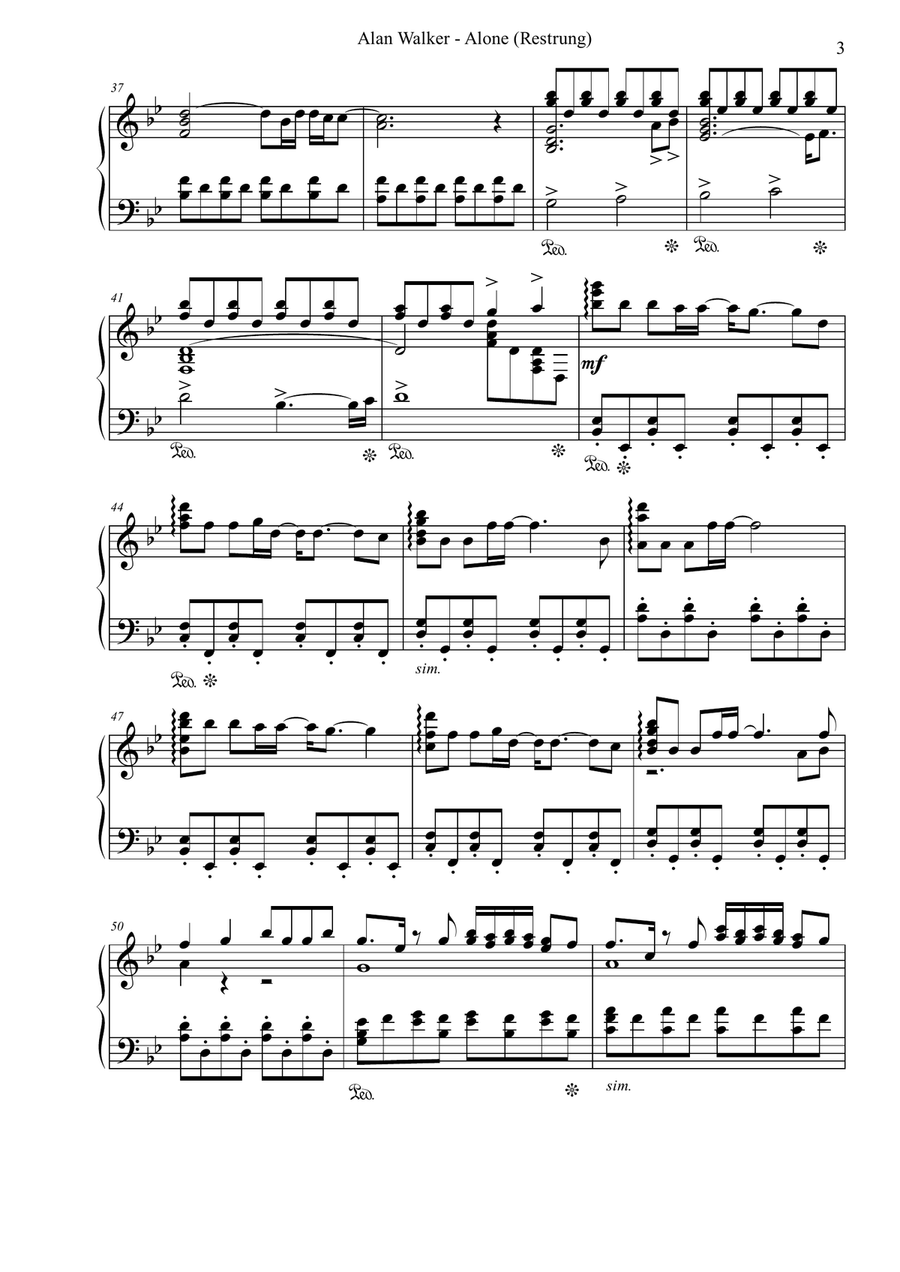 Alone Piano Solo scores gallery preview page 3