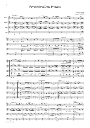 Book cover for Ravel Pavane for a Dead Princess, for string quartet, CR301