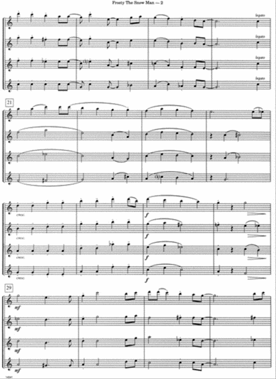 Frosty The Snow Man Frosty The Snow Man Flute Quartet scores gallery preview page 5