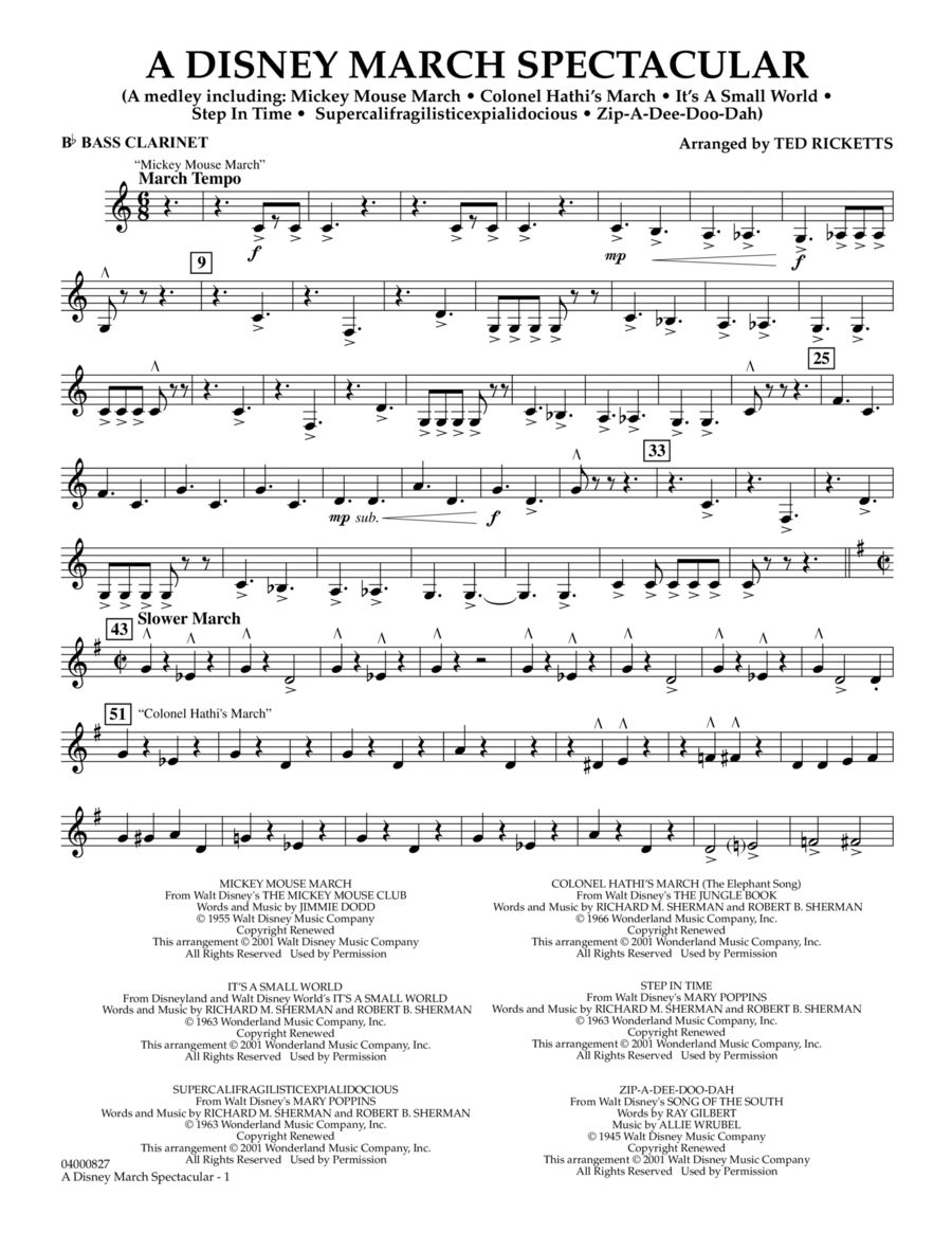A Disney March Spectacular - Bb Bass Clarinet Bass Clarinet scores gallery preview page 1
