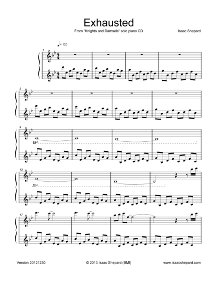 Exhausted Piano Solo scores gallery preview page 1