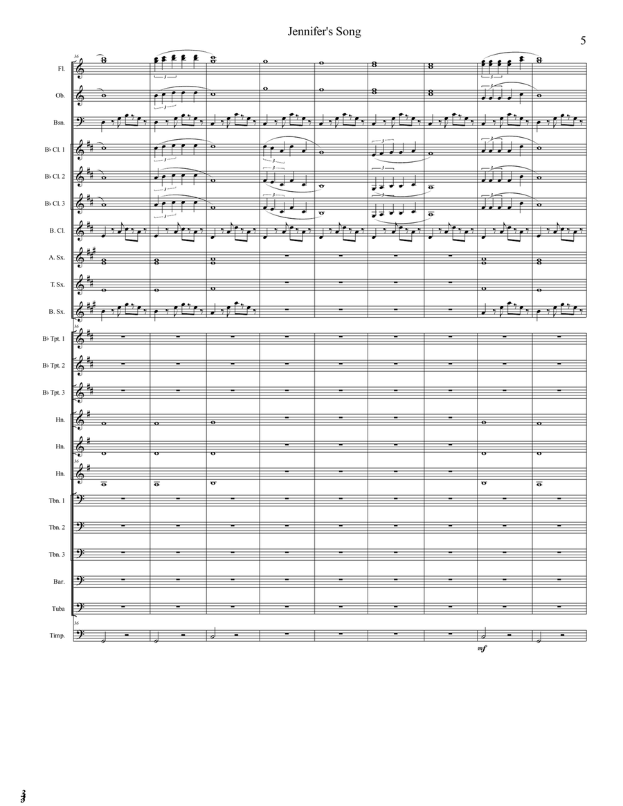 Jennifer's Song (La Bella Flor) Concert Band scores gallery preview page 5