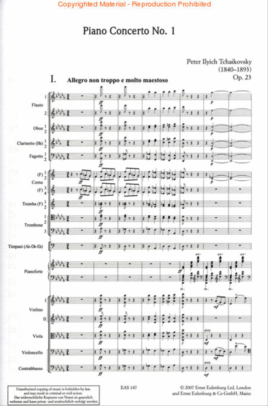 Piano Concerto No. 1 in Bb Minor Op. 23 CW 53 Orchestra scores gallery preview page 2