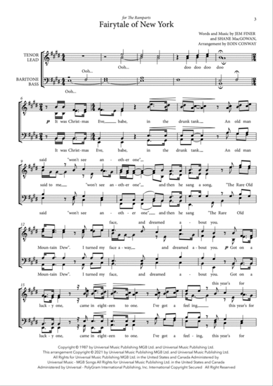 Fairytale Of New York TTBB scores gallery preview page 3