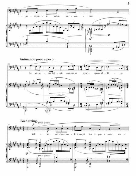 DEBUSSY: Harmonie du soir (transposed to F-sharp major, bass clef)