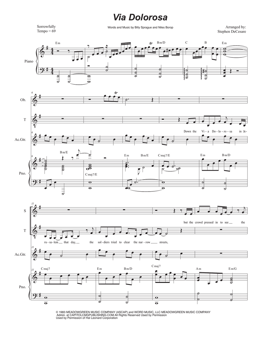 Via Dolorosa Tenor Voice scores gallery preview page 1