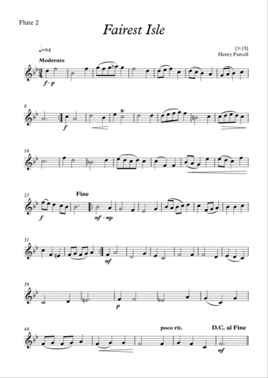 Fairest Isle - Henry Purcell Woodwind Ensemble scores gallery preview page 6