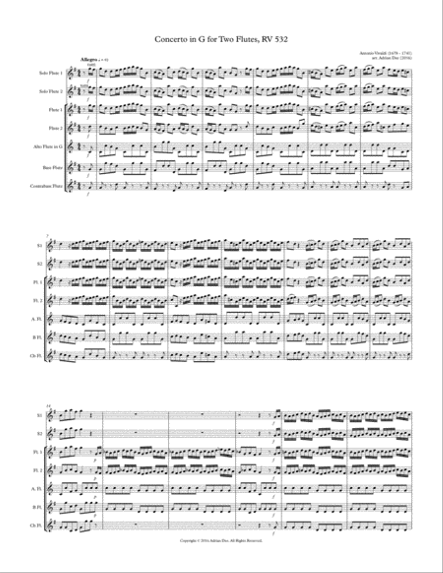 Concerto in G for 2 Flutes (RV 532) Flute Choir scores gallery preview page 2