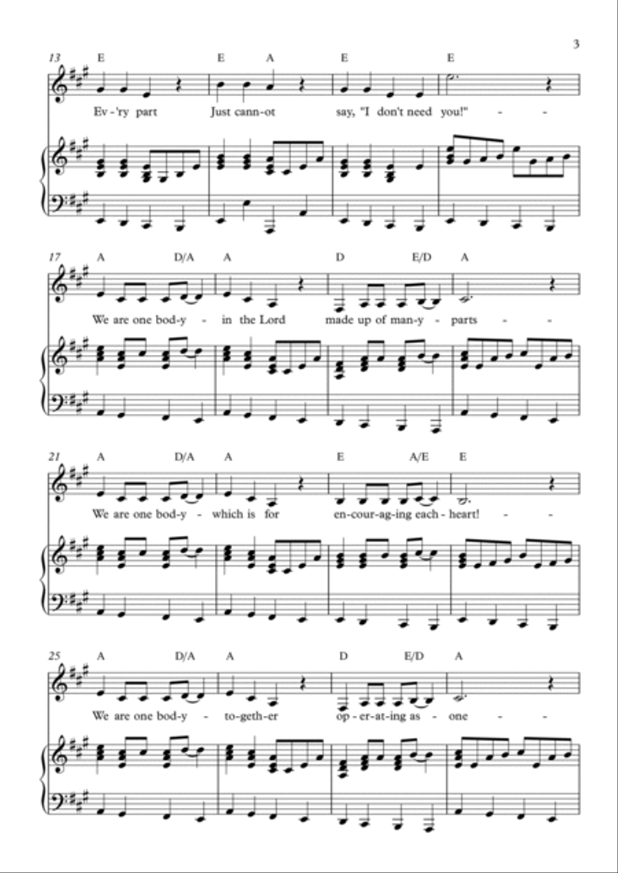 We Are One Body Piano, Vocal, Guitar scores gallery preview page 3