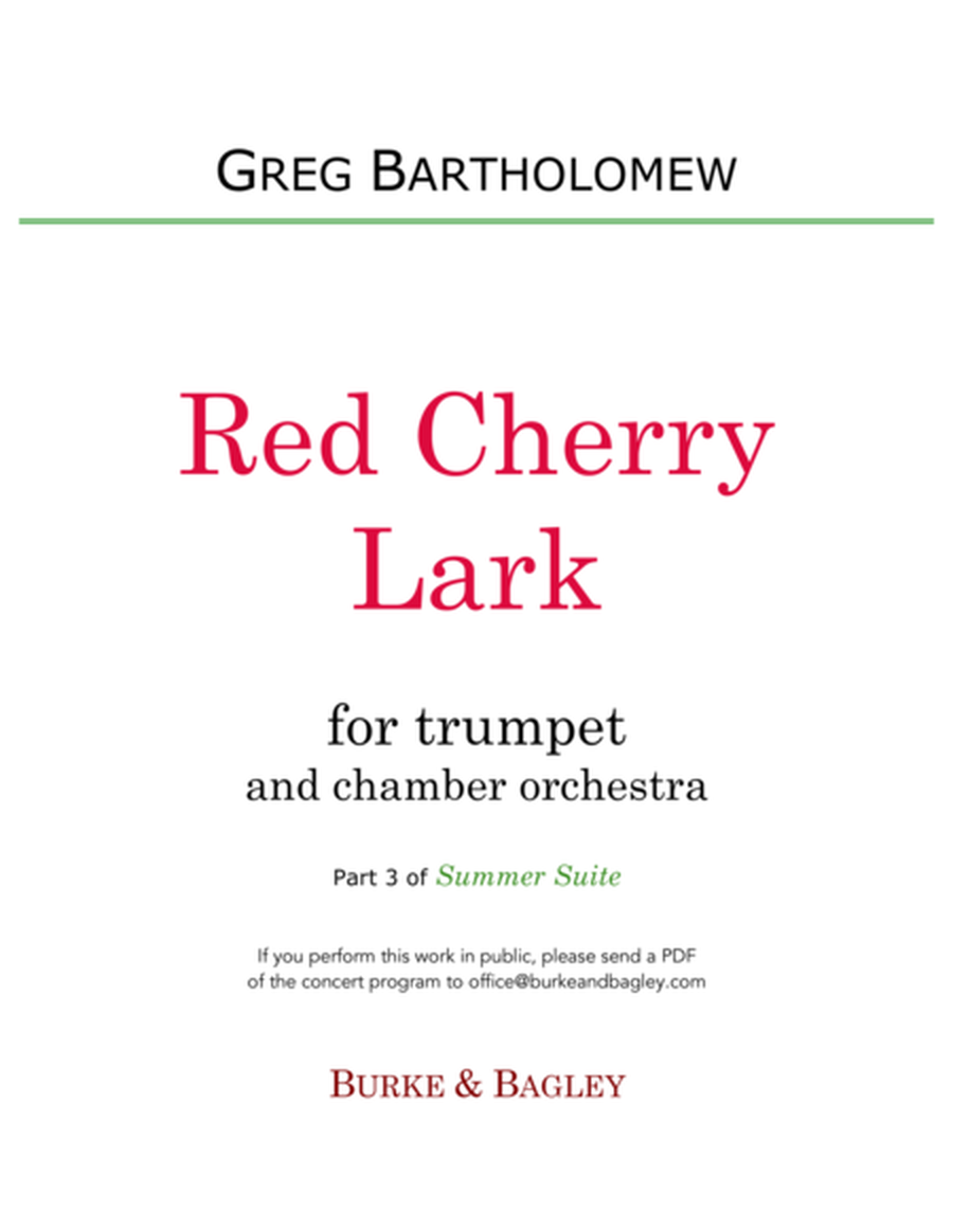 Red Cherry Lark (trumpet & chamber orchestra) image number null