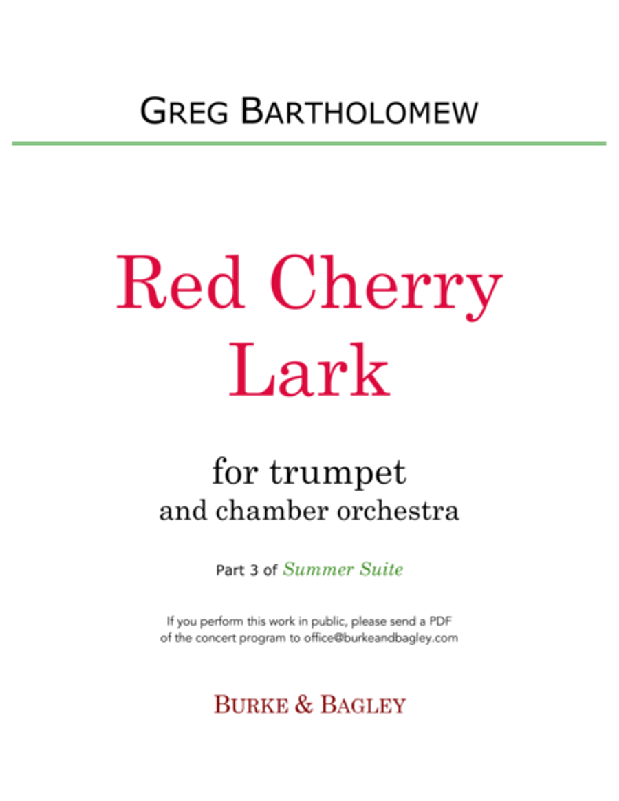 Red Cherry Lark (trumpet & chamber orchestra) Chamber Orchestra scores gallery preview page 1