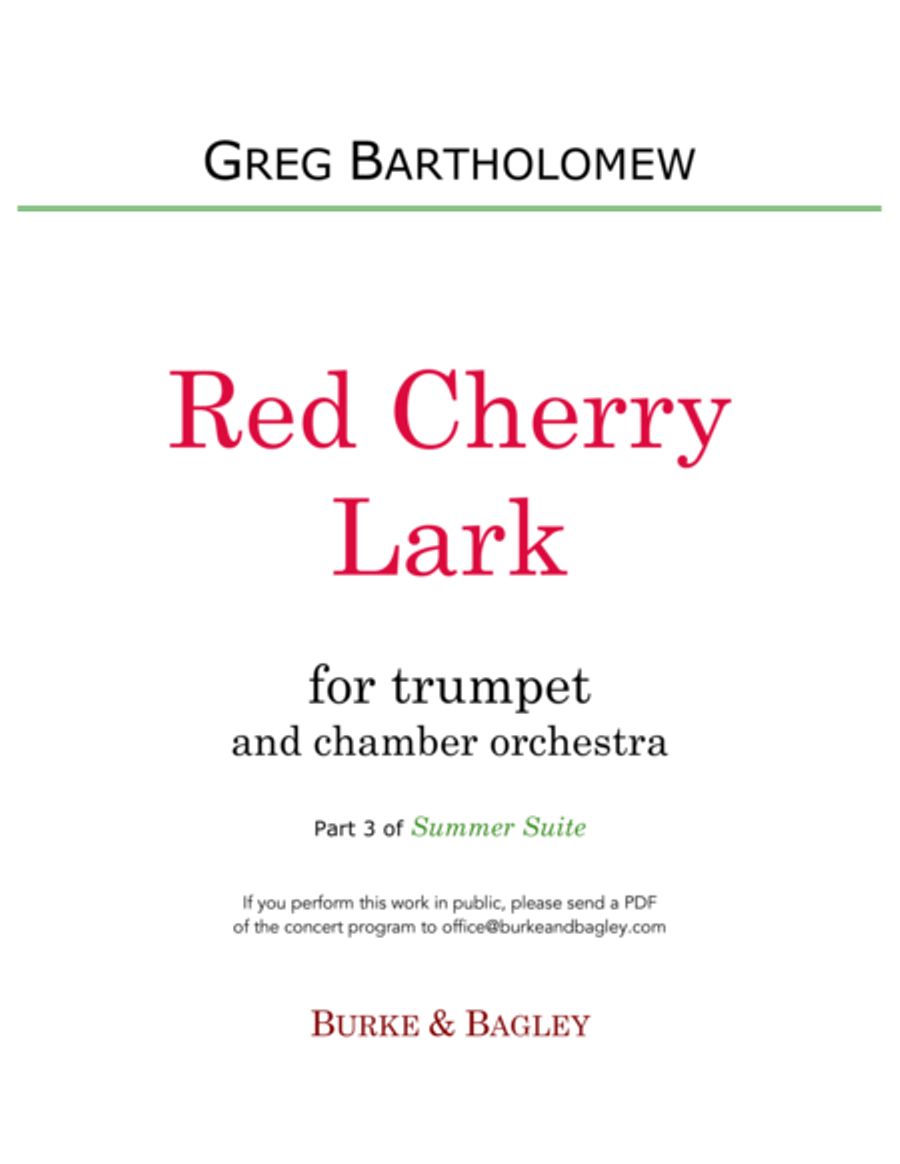 Red Cherry Lark (trumpet & chamber orchestra) image number null