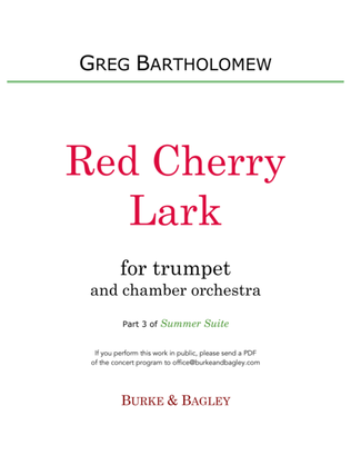 Book cover for Red Cherry Lark (trumpet & chamber orchestra)