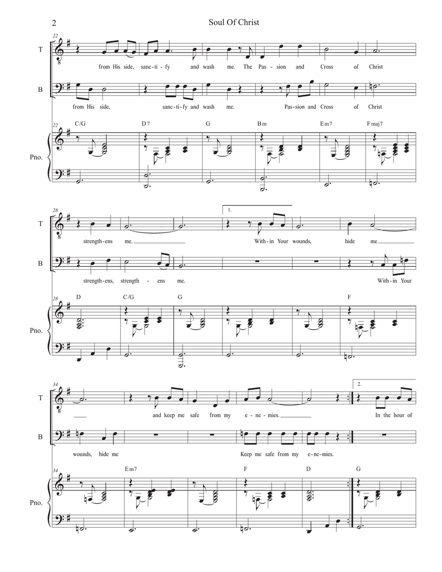 Soul of Christ (Anima Christi) (Duet for Tenor and Bass solo) Tenor Voice scores gallery preview page 2