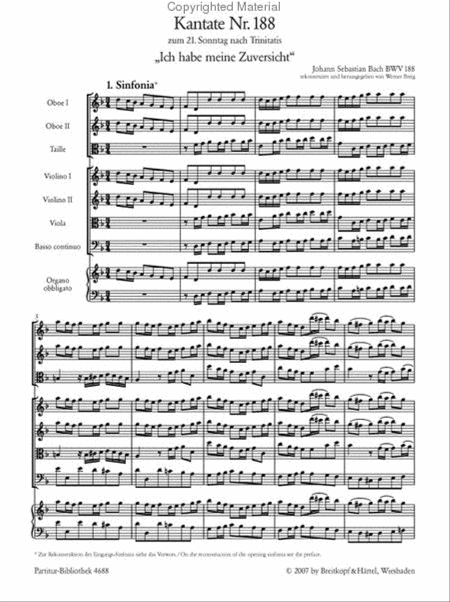 Cantata BWV 188 “Ich habe meine Zuversicht” 4-Part scores gallery preview page 2