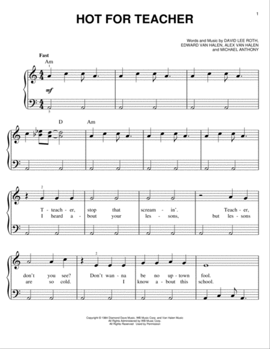 Hot For Teacher Voice scores gallery preview page 1