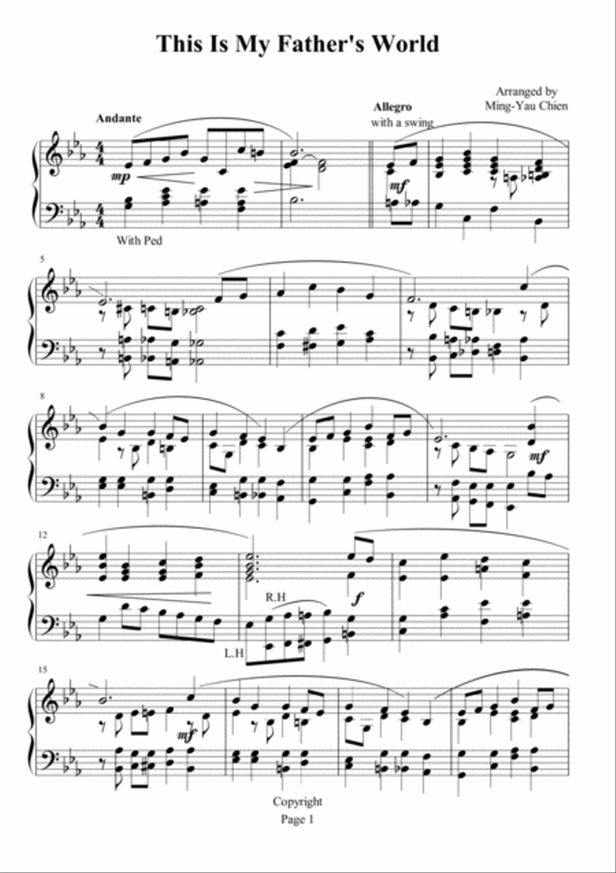 This Is My Father's World Piano Solo scores gallery preview page 1