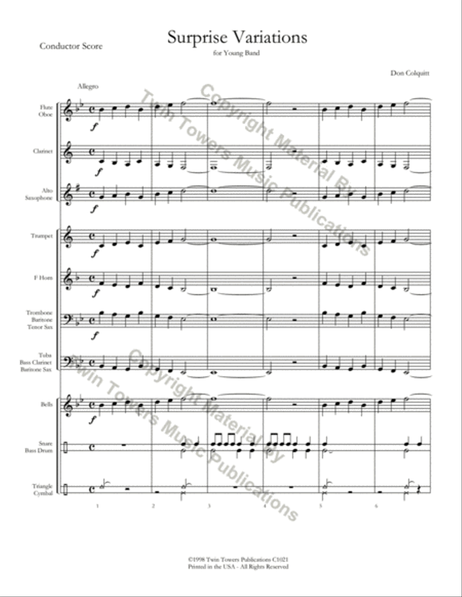 Surprise Variations Surprise Variations Concert Band scores gallery preview page 3
