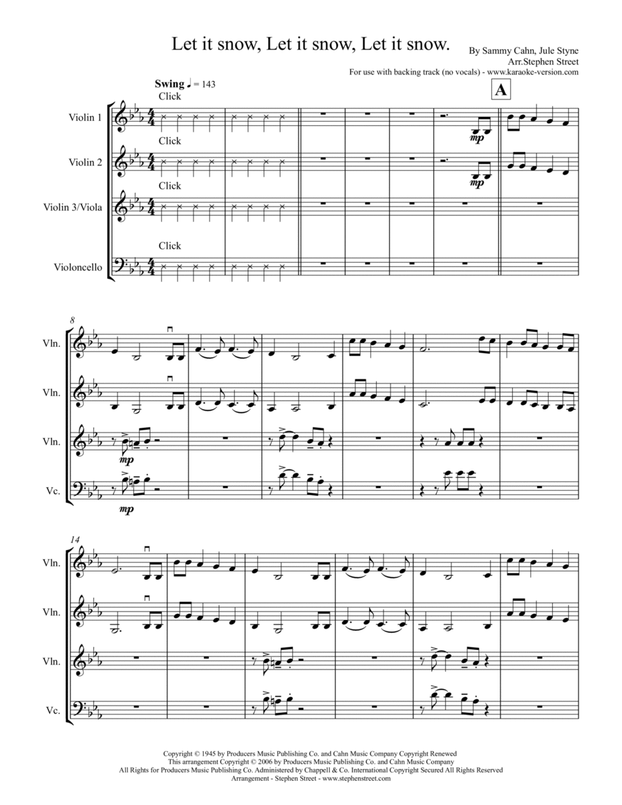 Let It Snow! Let It Snow! Let It Snow! String Quartet scores gallery preview page 1