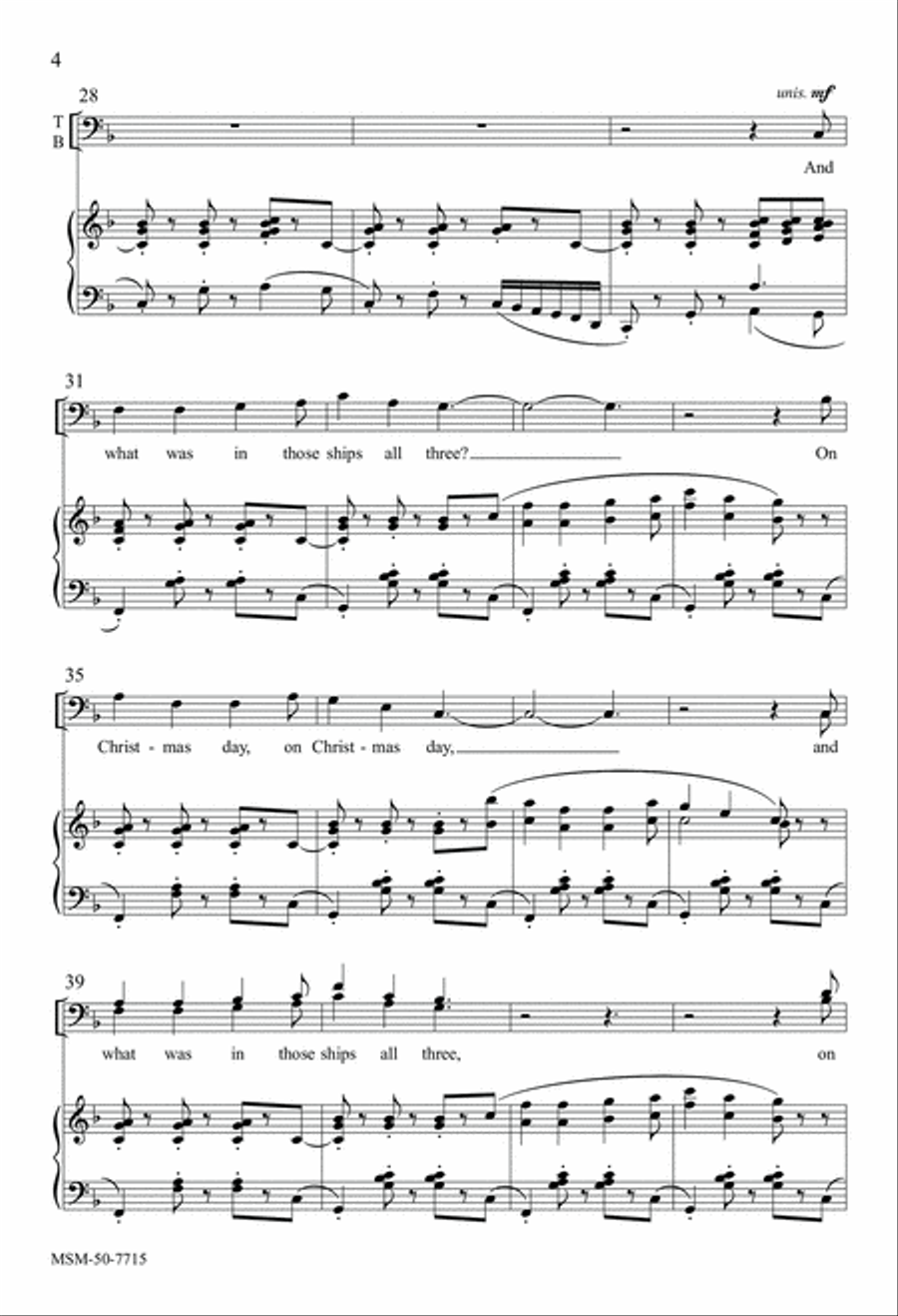 I Saw Three Ships 4-Part scores gallery preview page 4